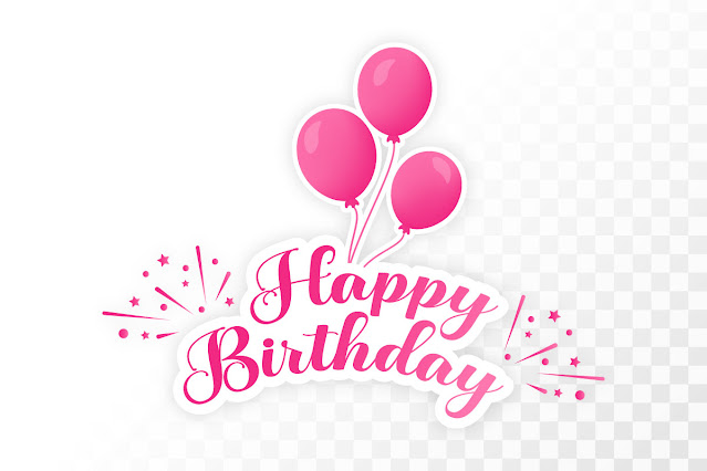 Happy Birthday Pink Sticker with Balloon free download