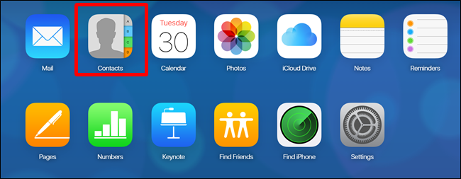 Accedere ai contatti dell'account iCloud