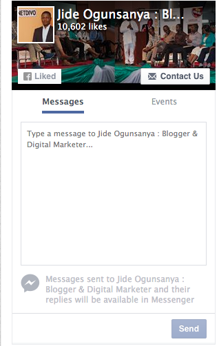 messages tab in facebook like box
