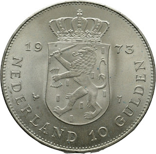 Netherlands 10 Gulden Silver Coin