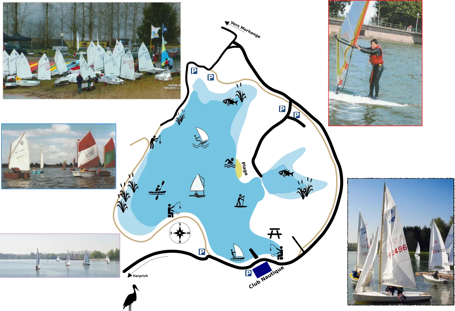 Illustration des activités autour de l étang de la Mutche et du club de voile