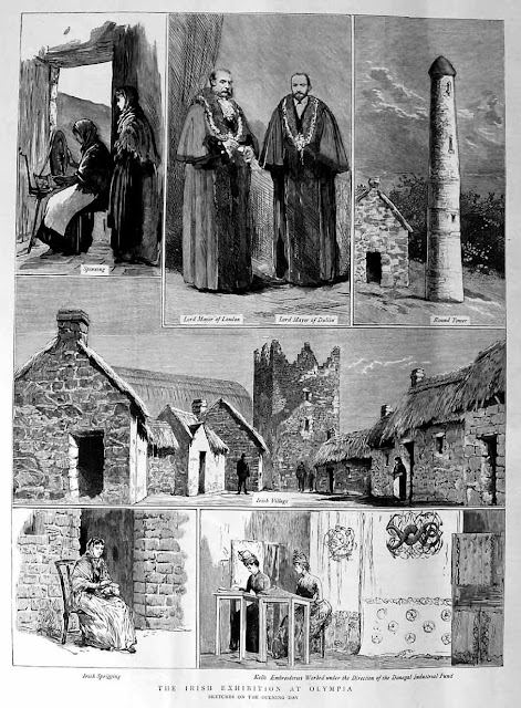 Illustrations of the Irish Exhibition at London's Olympia, 1883