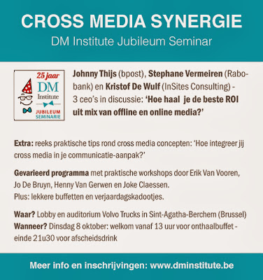 DMInstitute advertentie in de Standaard voor het Cross Media Seminar van 8 oktober