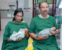 Image: Twin bundle of joy for mom at 58