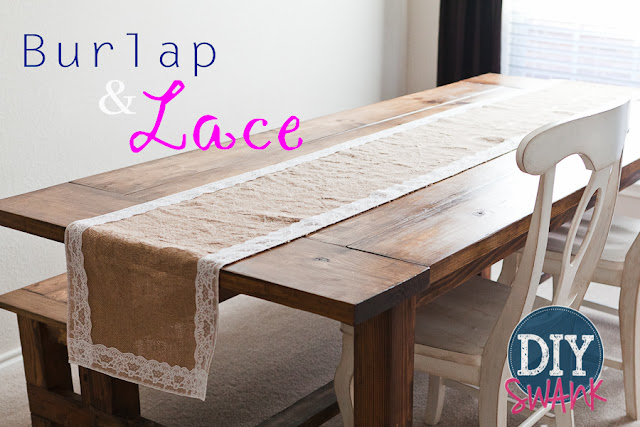 DIY burlap and lace table runner