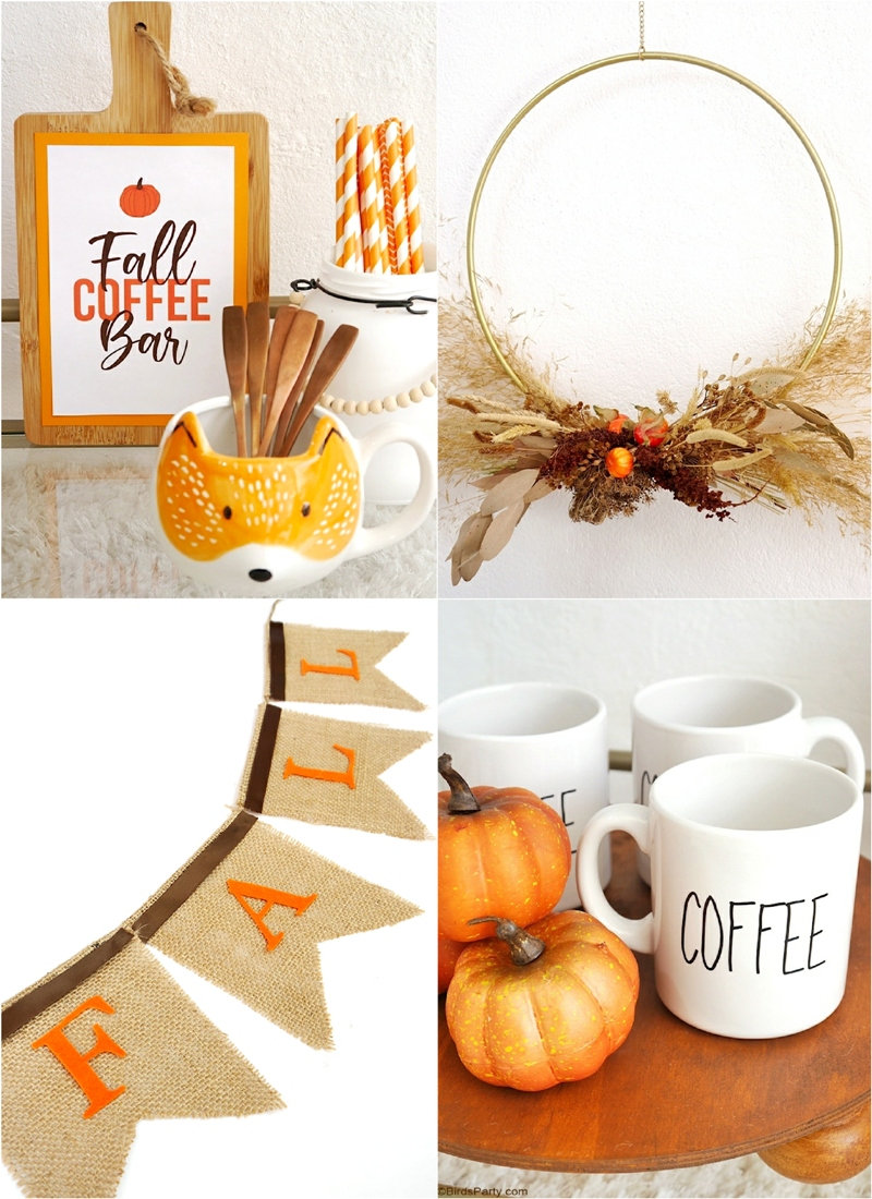 DIY Décorations d'Automne et Coffee Bar - des projets d'artisanat faciles à décorer pour l'automne, y compris des patrons imprimables gratuits!