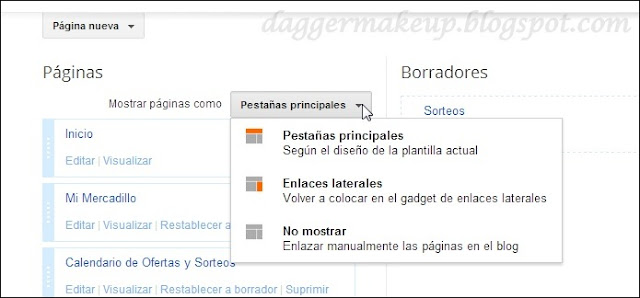 Formas de presentación de las Páginas en Blogger