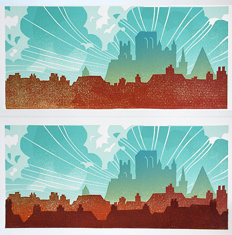 5 colour linocut