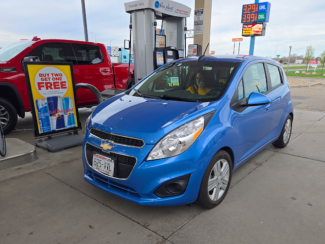 Chevrolet Spark at gas station