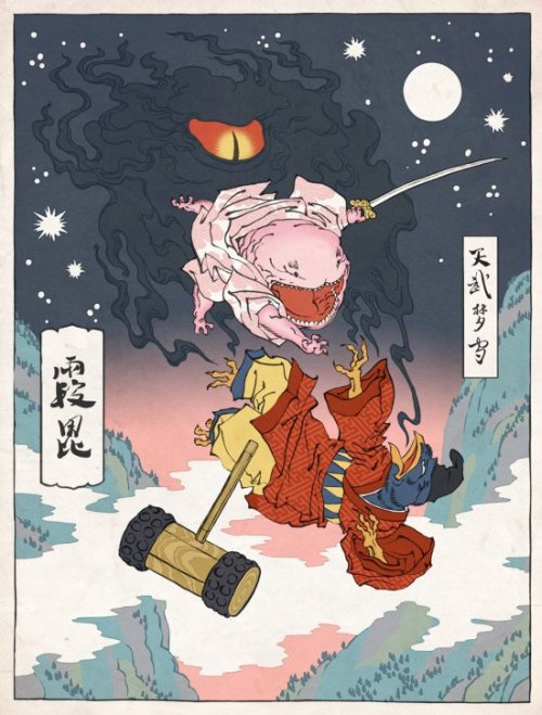 jed henry ilustração video game nintendo pinturas japonesas tradicionais ukio-e