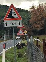 Driving through the Umbrian countryside in Italy along the ancient Roman Road the Via Flaminia from Rome to Rimini. Italy