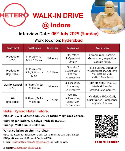Hetero – Walk-In Drive at Indore - Check Details