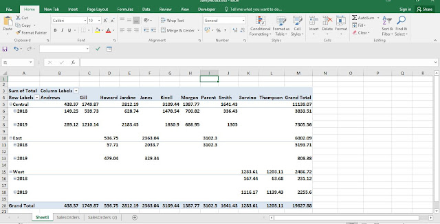 pivot table blank rows