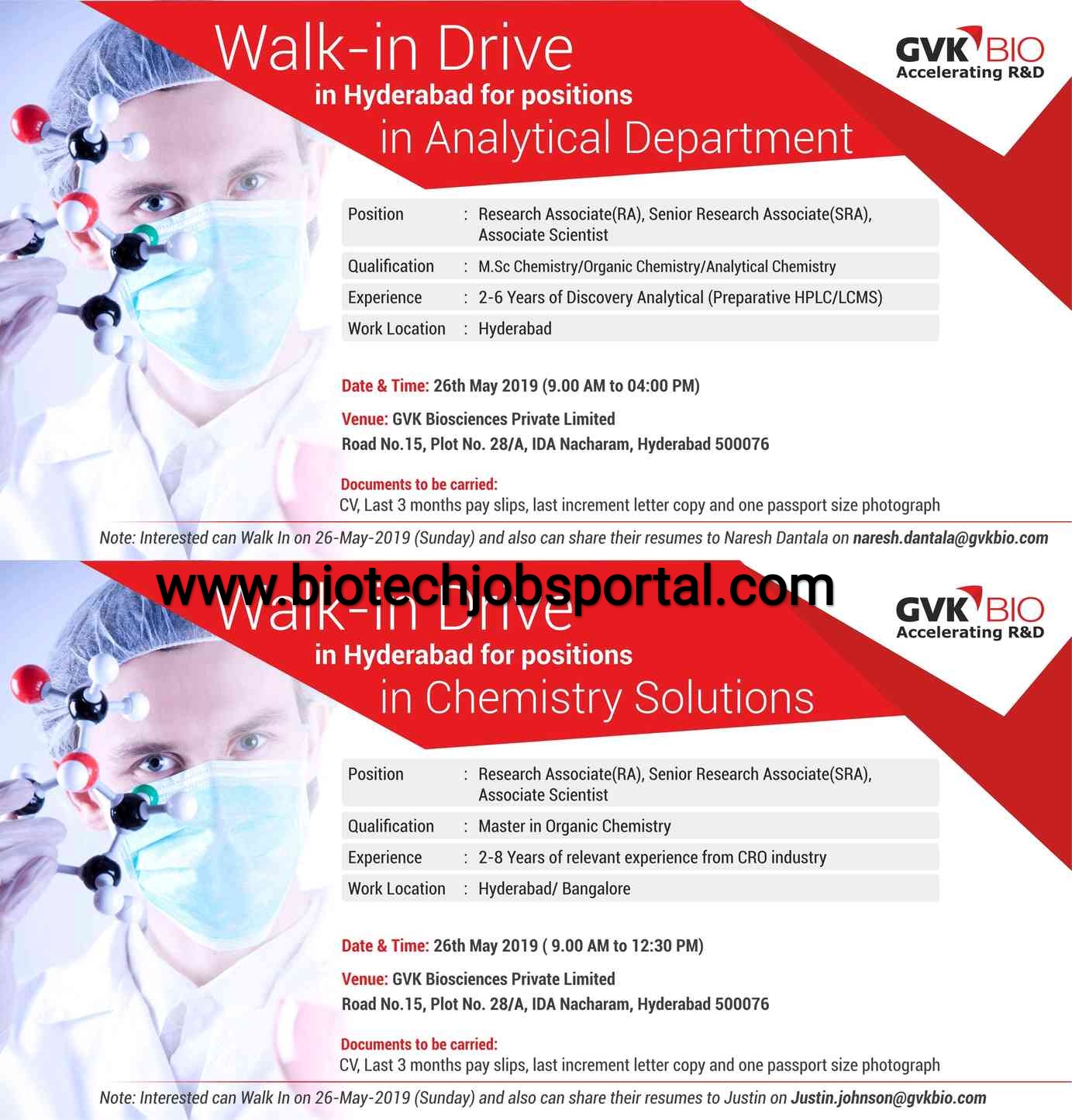 Gvk Biosciences Conducting Walk In Interview At Hyderabad On 26th