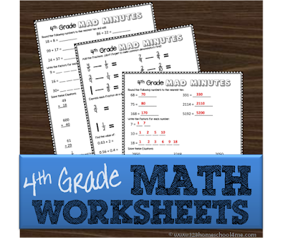 free forth grade math worksheets