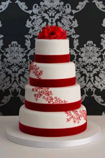 Wedding cakes with red details