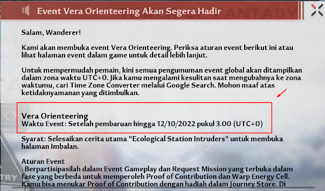 Update Tanggal Event Vera Orienteering