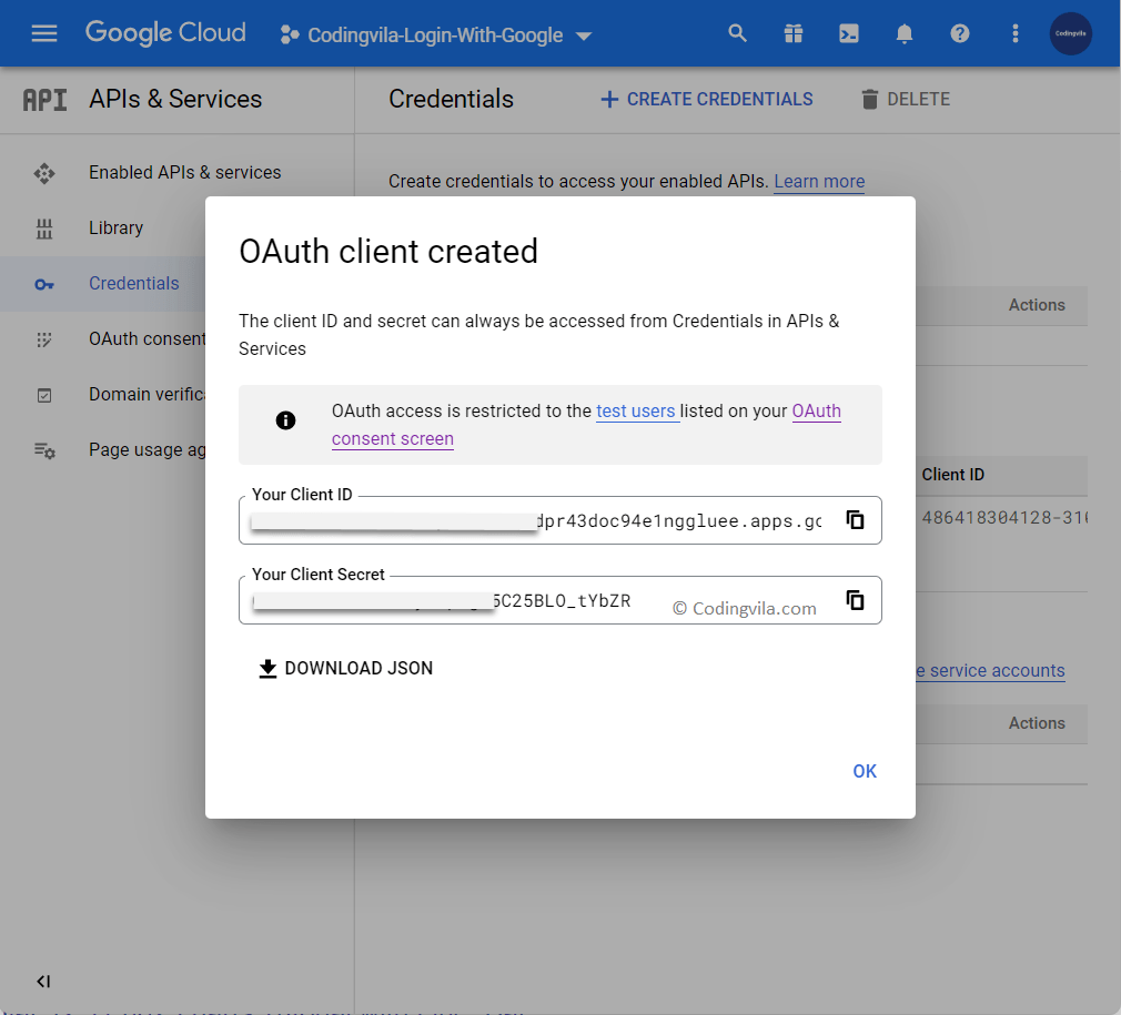 Create OAuth Client ID and Secret