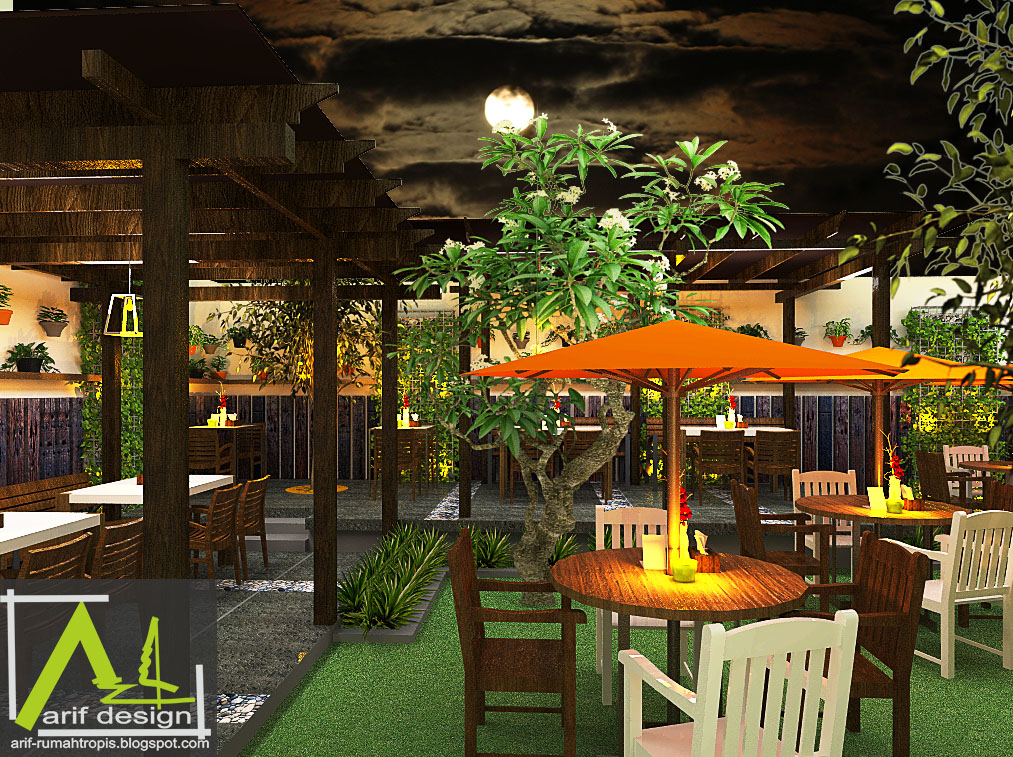  Desain Cafe tropis Outdoor Garden Cafe rumah tropis