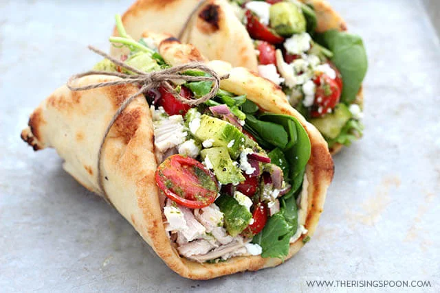 Chicken Wraps with Hummus, Goat Cheese & Chimichurri Sauce