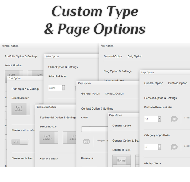unique theme - custom type and page options