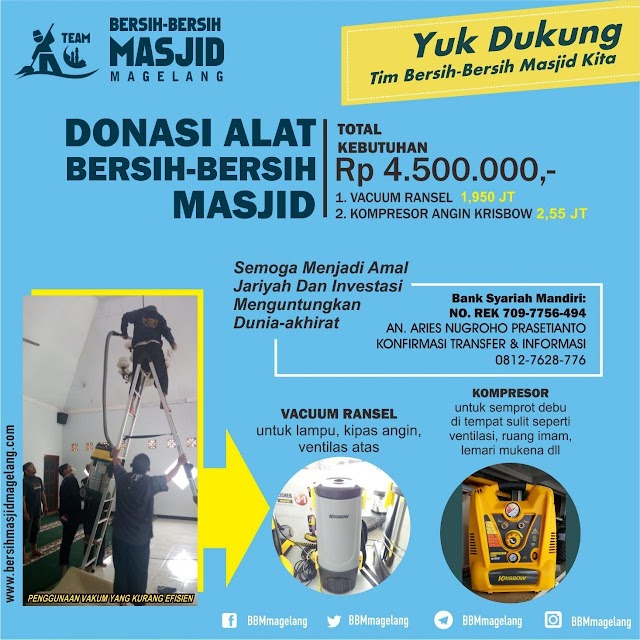Update Donasi Pembelian Vacuum Ransel & Kompresor Angin 11/09/2018