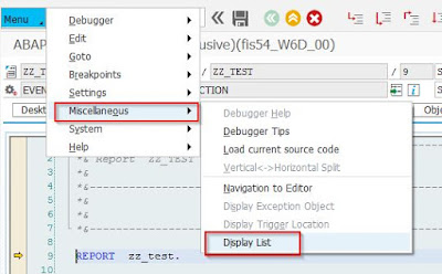 About “classic” and Standard ABAP-Debugger (“Display List”-Option)