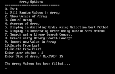 Mix of Many Array Programs with User Defined Functions and Menu Driven in C++