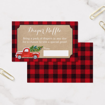  Vintage Red Truck Buffalo Plaid Diaper Raffle