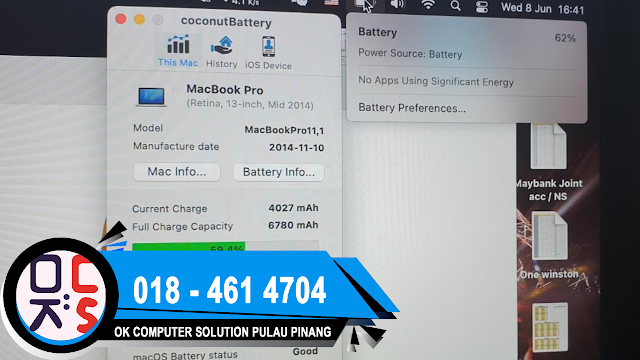 SOLVED : KEDAI MACBOOK KULIM | MACBOOK PRO 13 A1502 | BATTERY FAN DRAIN PROBLEM | NEW BATTERY REPLACEMENT