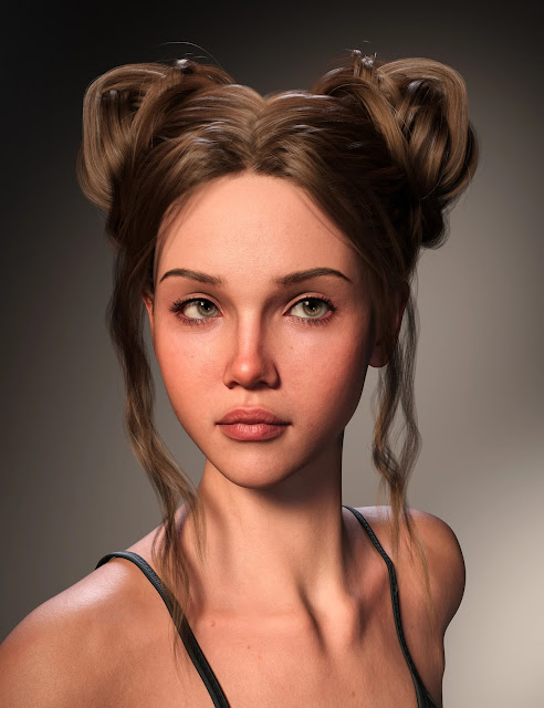 FE Lively Double Ball Hair for Genesis 9