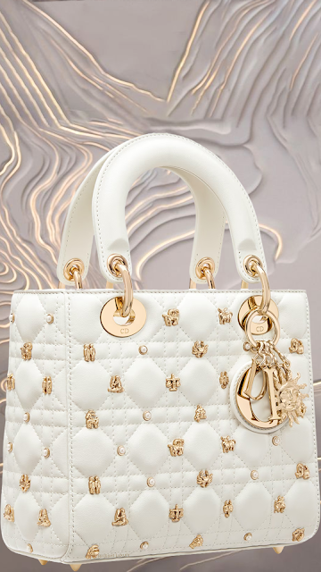 ♦Lady Dior small latte My ABCDior cannage lambskin bag with gold-finish Zodiac sign studs #brilliantluxury