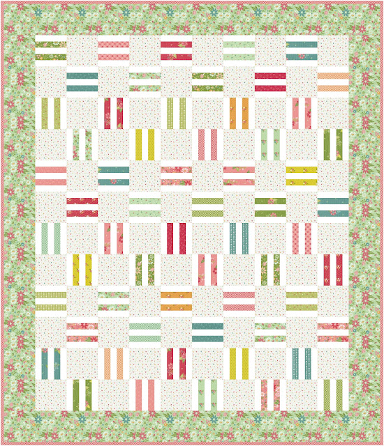 Sandalwood bonus quilt in Strawberry Lemonade fabrics by Sherri and Chelsi for Moda Fabrics