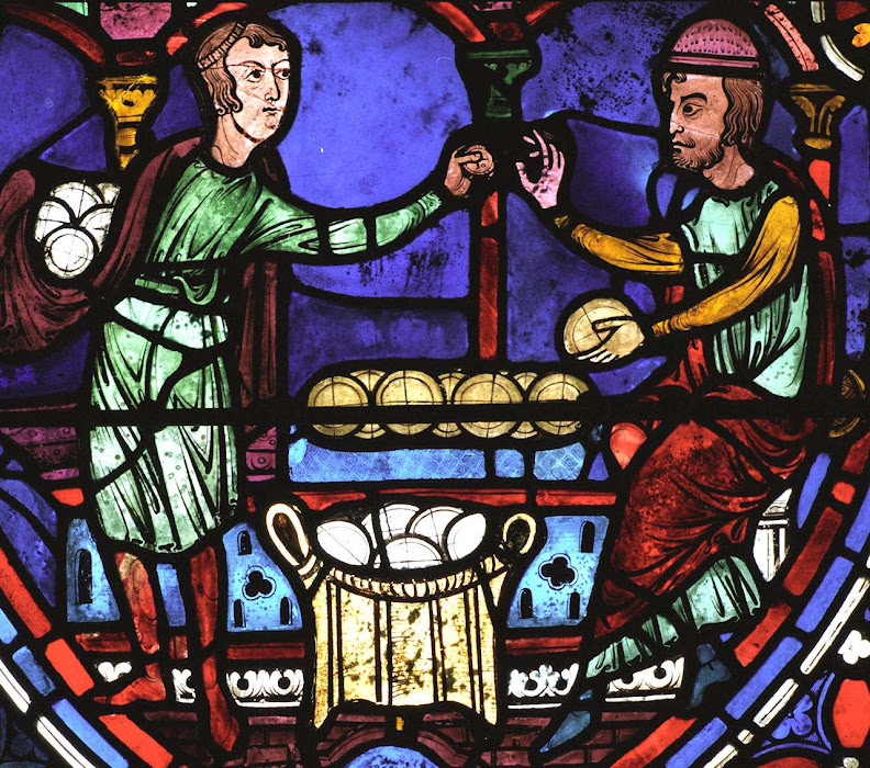 Comércio. Catedral de Chartres, vitral dos Apóstolos