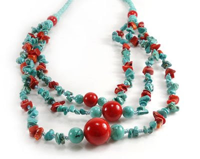 Coral and Turquoise Jewelry 3 For a casual boho chic style pair lightweight