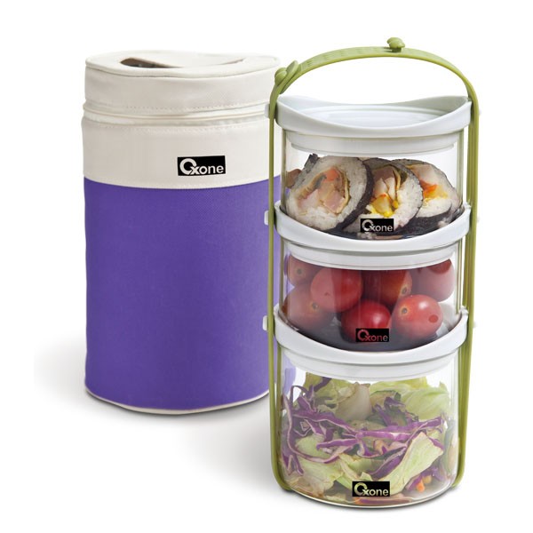 OX066  Lunch Box Oxone  Tempat Bekal 3 Susun  Kaca