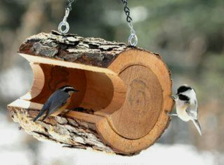 bird feeder more diy log projects to try wood projects fun art 