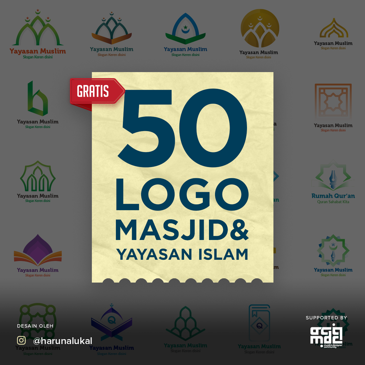 Logo Gratis Masjid Dan Yayasan Islami Volume 1 Design Dakwah