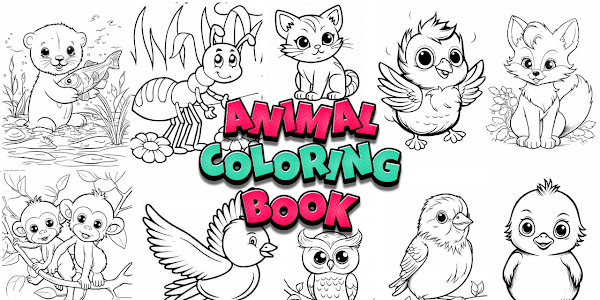 Animal Coloring book: Gambar Binatang Hitam Putih, Buku Mewarnai Seru untuk Anak TK-SD