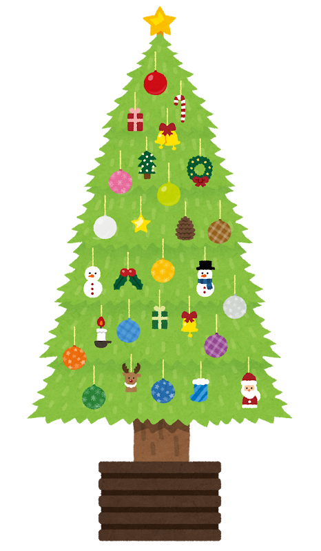 飾り付けられたクリスマスツリーのイラスト かわいいフリー素材集 いらすとや