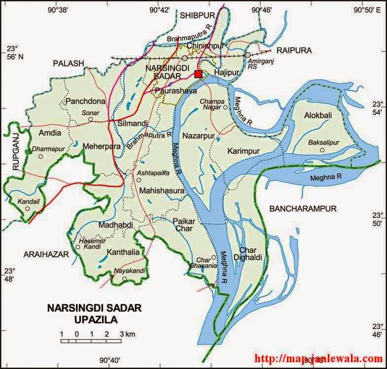 narsingdi sadar upazila map of bangladesh