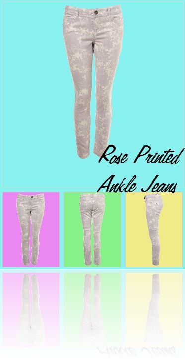 rose printed anklke jeans