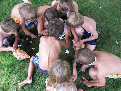 Here they are grabbing up candy, tattoos, and bouncy balls.