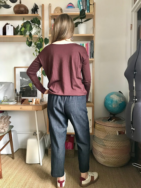 Diary of a Chain Stitcher: Merino Jersey Tessuti Mandy Boat Tee and Wool Herringbone Closet Case Patterns Pietra Pants The Fabric Store