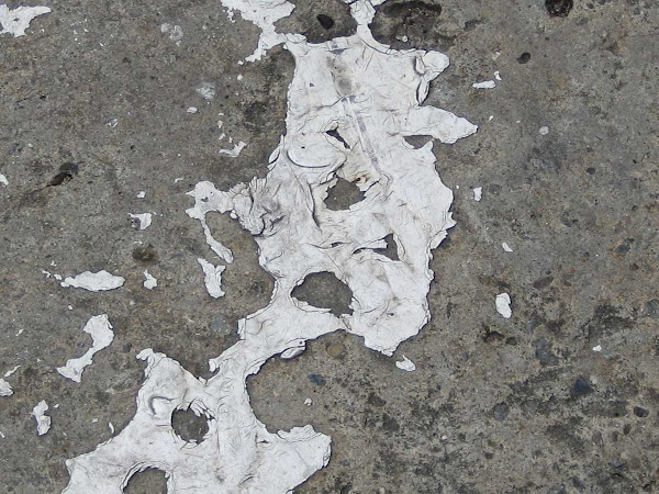 Sidewalk Ghost - On Roebling near Grand in Williamsburg, a tormented portrait in dried paint.