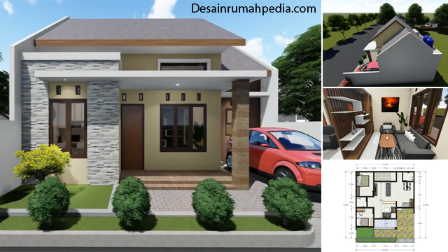 Desain dan Denah Rumah  Minimalis  Ukuran 10 x 10 M dengan 