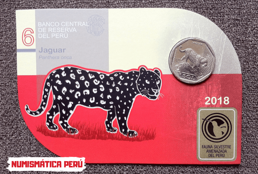 blister moneda jaguar, serie fauna silvestre amenazada del peru