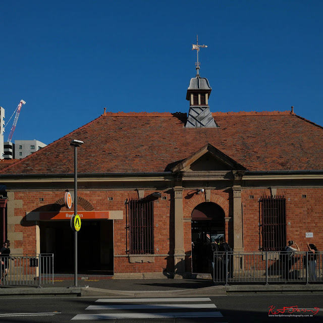 Redfern Station, completing my walk. The Belfry with helmet dome and weather vane. Fujifilm X100VI in Newtown