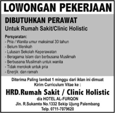 Rumah Sakit & Klinik Holistic (Palembang) - Akses Kerja