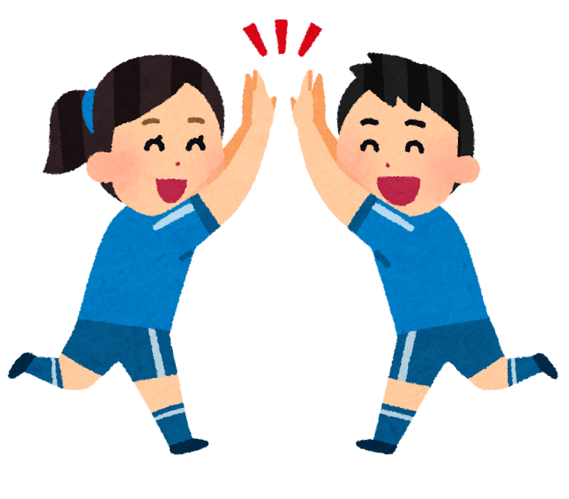 ハイタッチをする男女のイラスト サッカー かわいいフリー素材集 いらすとや